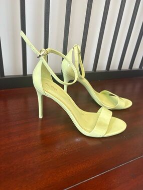 ALDO Lemon-Green Patent Ankle-Strap Stiletto Heels